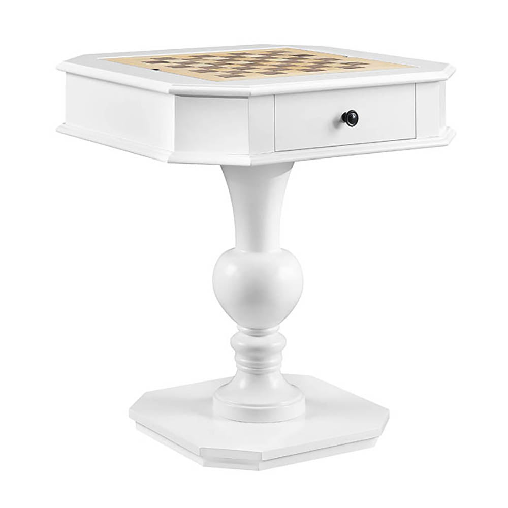 White Game Table With 2 Drawer White White Traditional Wood