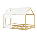 Full Size House Bed With Roof And Window White Natural Old Sku: Wf296898Aal Full White Mdf