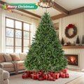 9Ft Artificial Christmas Tree, Premium Unlit Hinged Full Tree With 3655 Branch Tips, Metal Stand, Hinged Structure, Easy Assembly Festival Celebration Xmas Tree For Home, Office, Party Green Pvc