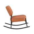 Pu Material Cushioned Rocking Chair, Unique Rocking Chair, Cushioned Seat, Brown Backrest Rocking Chair, Black Metal Legs. Comfortable Side Chairs In The Living Room, Bedroom, And Office Brown Pu