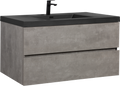 48'' Wall Hung Bathroom Vanity In Ash Gray With Black Top 24Vedi 48B 2 Grey Wall Mounted Plywood