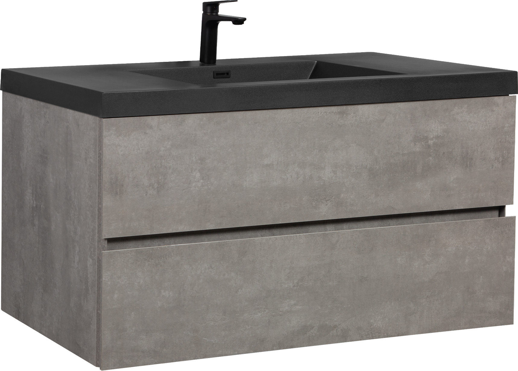 48'' Wall Hung Bathroom Vanity In Ash Gray With Black Top 24Vedi 48B 2 Grey Wall Mounted Plywood