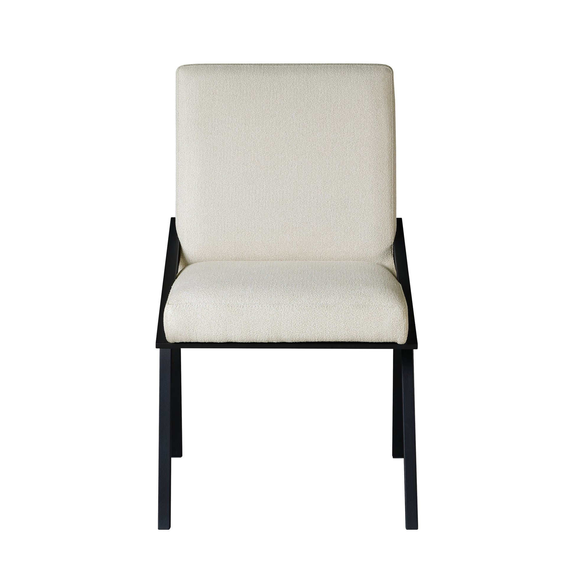 Black Metal Base Contemporary Side Chairs Set Of 2Pc, Cream Fabric Upholstered Dining Furniture Black Cream Dining Room Contemporary,Modern Side Chair Set Of 2 Metal