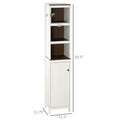 Kleankin Tall Bathroom Storage Cabinet, Freestanding Tower Cabinet With 3 Open Shelves And Adjustable Shelf, Antique White White Particle Board