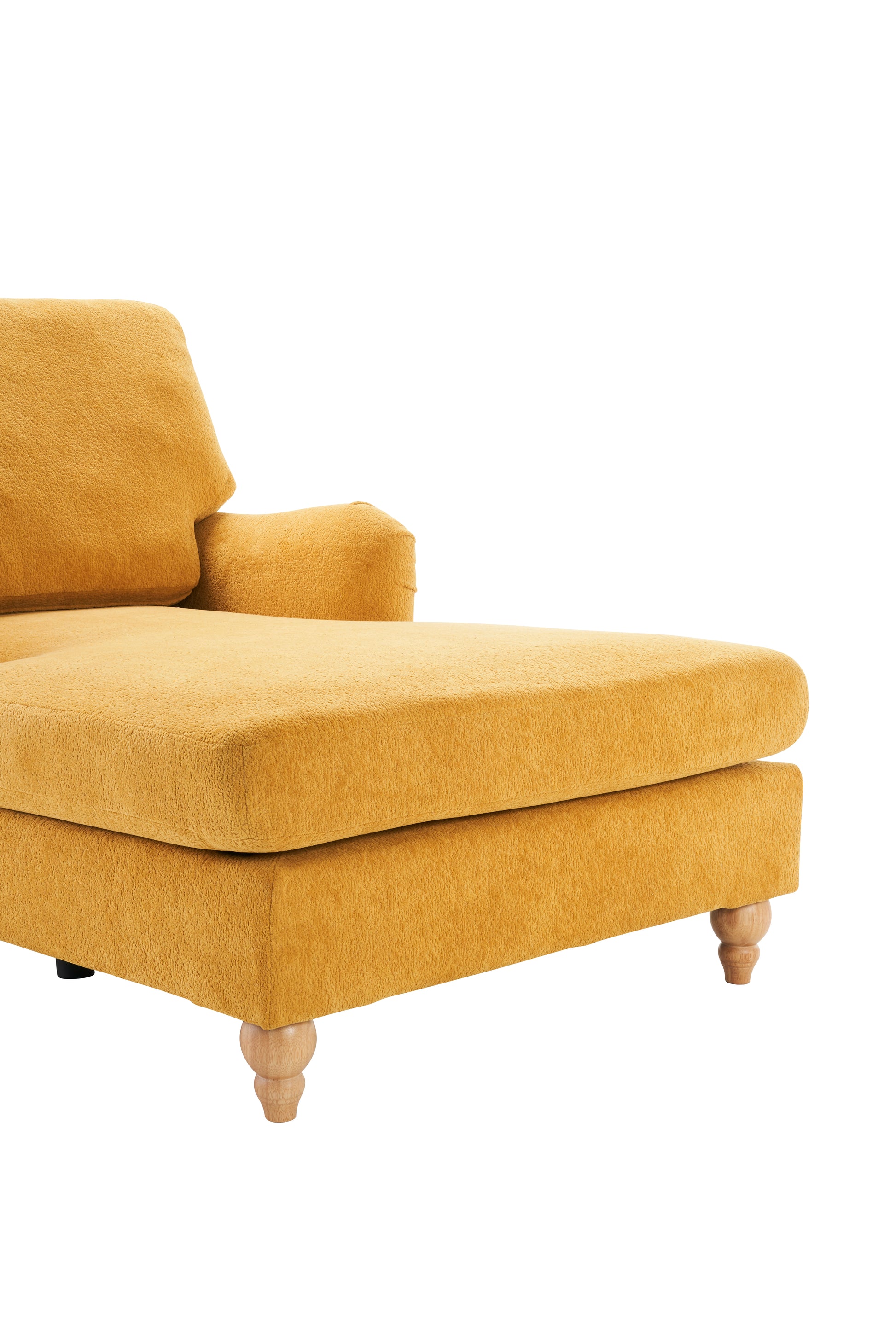 Modern Mid Century Indoor Oversized Chaise Lounger Comfort Sleeper Sofa With Soild Wood Legs Yellow Foam 1 Seat