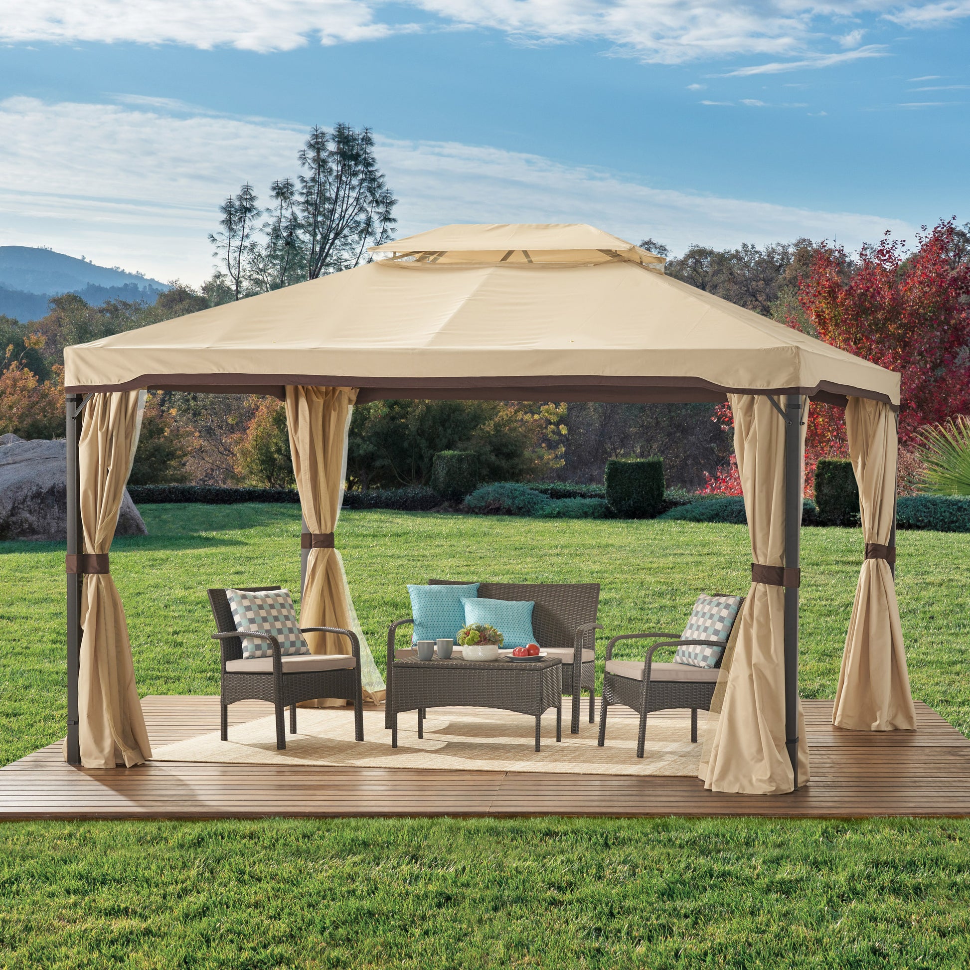 Skyline Gazebo Beige Iron