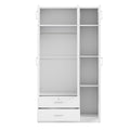 3 Door Mirror Wardrobe With 2 Drawers And Top Cabinet,White White Particle Board