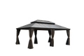 Outdoor Living 14X20Ft Hardtop Gazebo, Permanent Metal Gazebo With Galvanized Steel Double Roof And Aluminum Frame, Curtain And Netting, Large Pavilion Gazebo For Patio Deck Garden Brown Aluminum