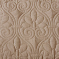 3 Piece Split Corner Pleated Quilted Bedspread Khaki Queen Khaki Polyester