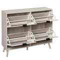 4 Door Shoe Rack, Freestanding Modern Shoe Storage Cabinet, For Entryway White Particle Board