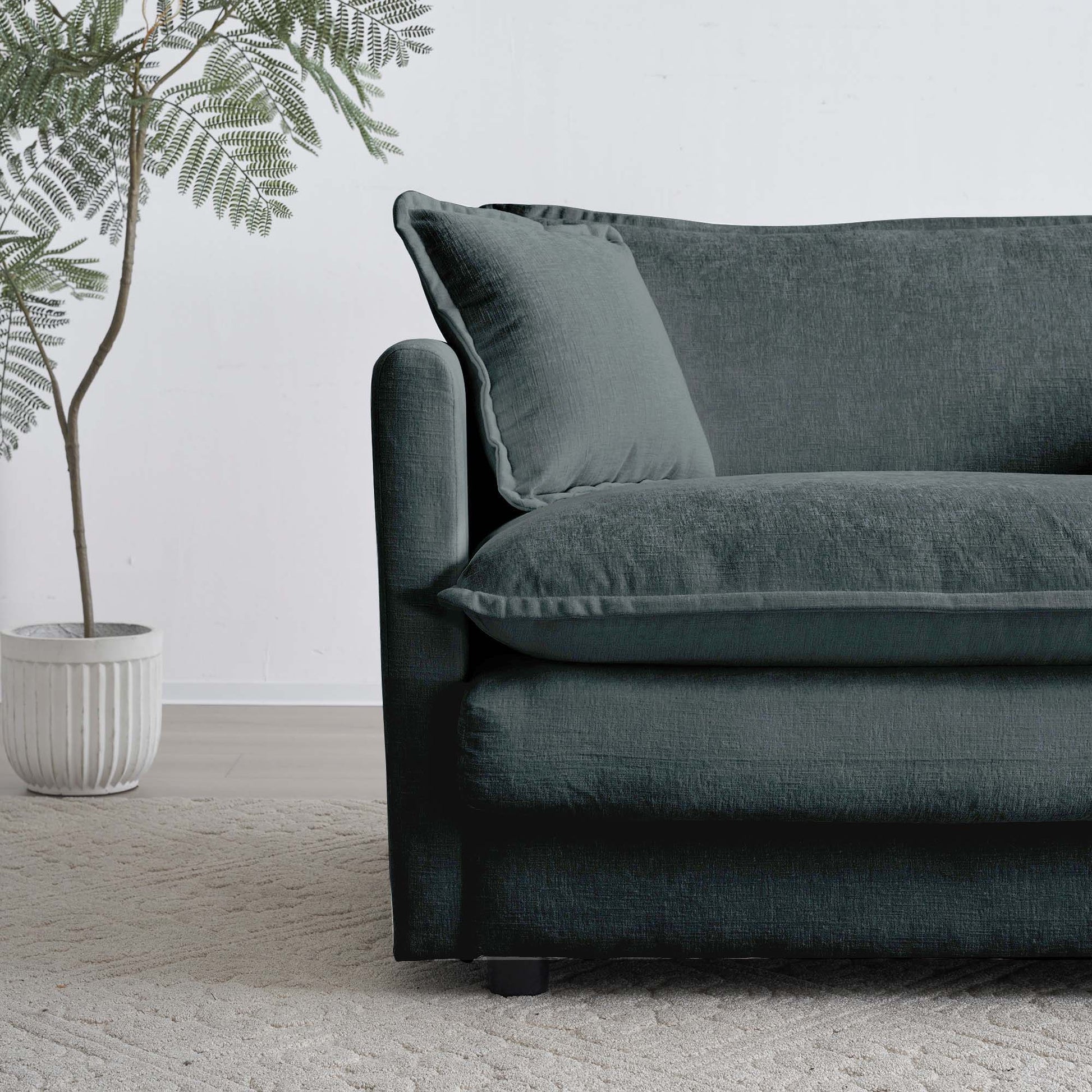 Comfy Deep Single Seat Sofa Upholstered Reading Armchair Living Room Chair Gray Chenille Fabric1 Toss Pillow Gray Chenille 1 Seat