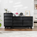 6 Drawer Double Dresser Features Vintage Style And Bevel Design Black Mdf