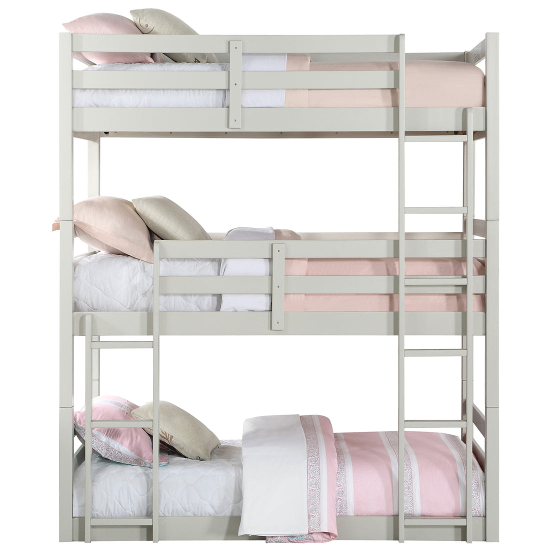 Light Grey Twin Triple Bunk Bed Light Grey Gray Bedroom Wood