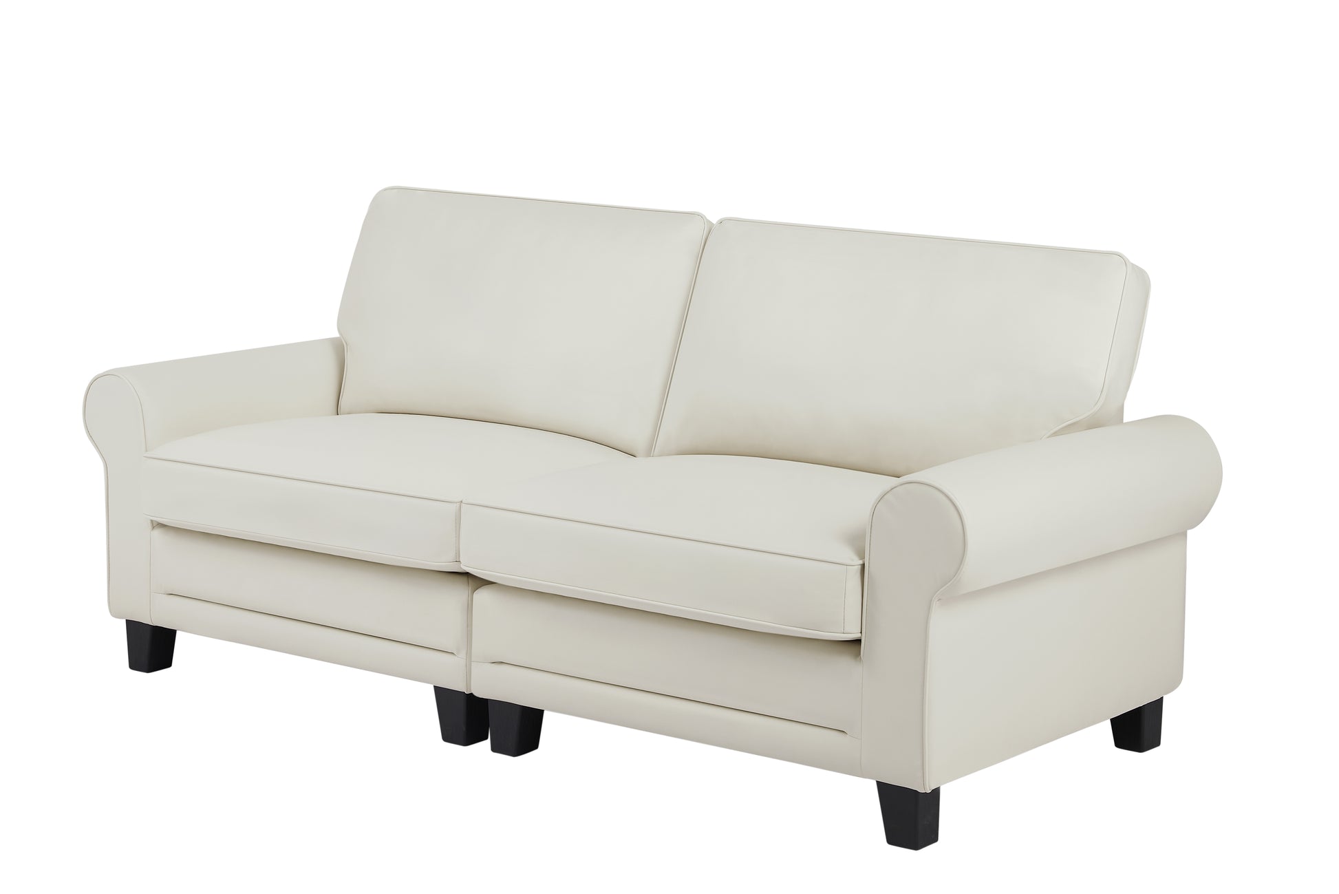 75.6" Pets Friendly Fabric Rolled Arm Upholstered Loveseat 2 Seater Couch With Removable Back Cushionmodern Couches For Small Spaces Living Room, Bedroom, Apartment, Beige White Beige Fabric