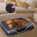 35'' Orthopedic Dog Bed For Large Dog, Memory Foam Dog Bed, Egg Crate Foam Dog Couch Bed With Washable Removable Cover, Grey Grey Faux Fur