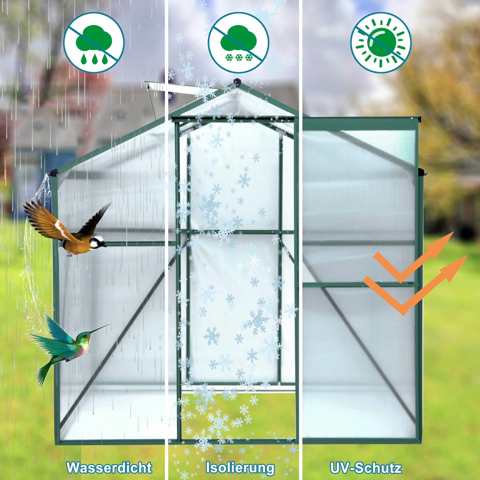 Polycarbonate Greenhouse,6'X 8' Heavy Duty Walk In Plant Garden Greenhouse For Backyard Outdoor Green Aluminum