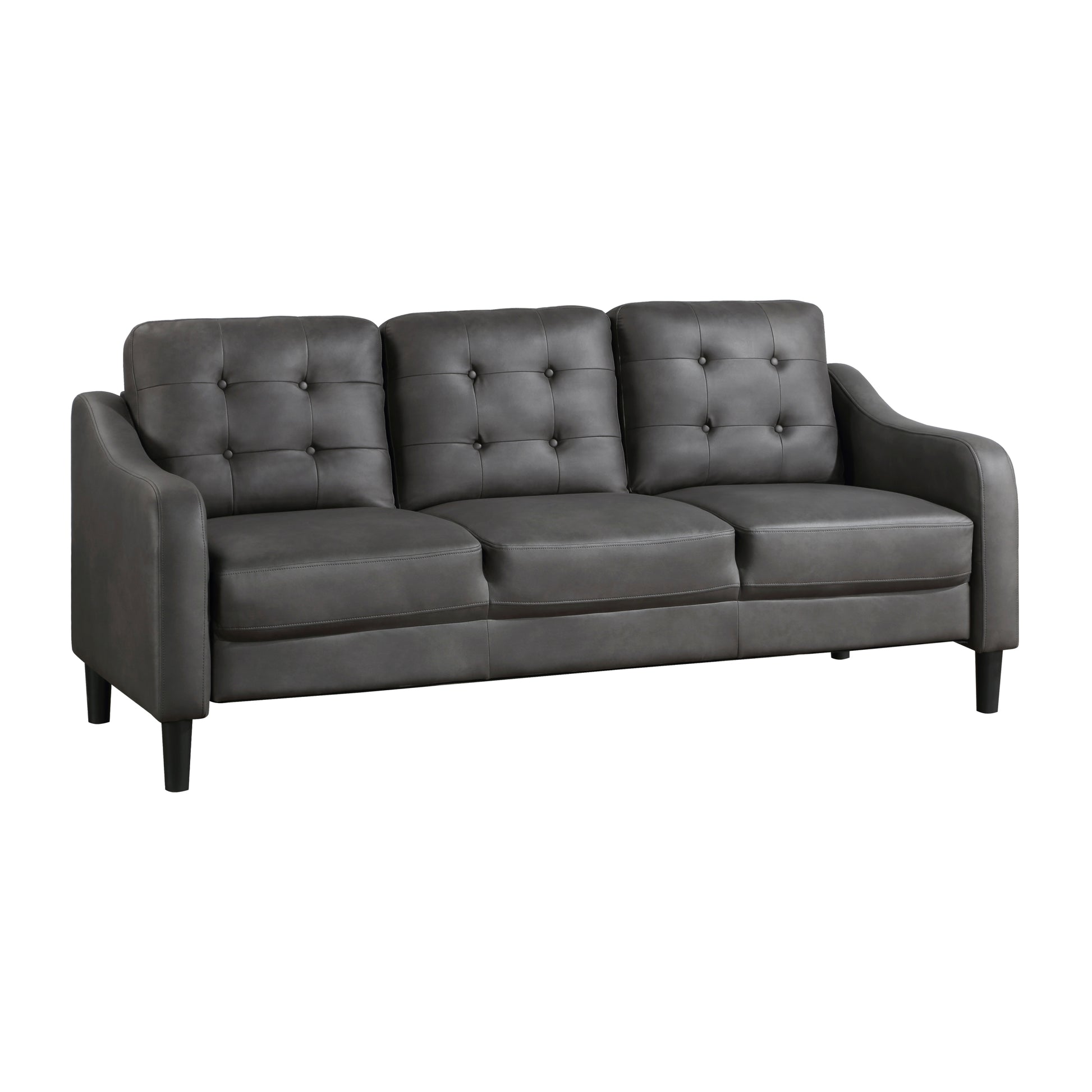 Gray 2Pc Sofa Set Microfiber Upholstered Sofa Loveseat Set Button Tufted Contoured Arms Solid Wood Frame Casual Living Room Furniture Gray Microfiber Wood Primary Living Space Traditional,Transitional Solid Wood 5 Seat