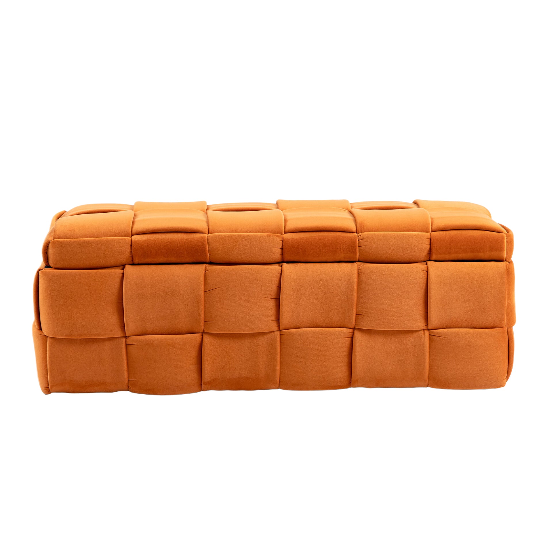 Coolmore Storage Ottoman,Bedroom End Bench,Upholstered Fabric Storage Ottoman With Safety Hinge, Entryway Padded Footstool, Ottoman Bench For Living Room & Bedroom Orange Orange Velvet Black Rubberwood Wood Internal Storage Foam Velvet