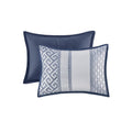 7 Piece Jacquard Comforter Set Navy Queen Queen Navy Polyester