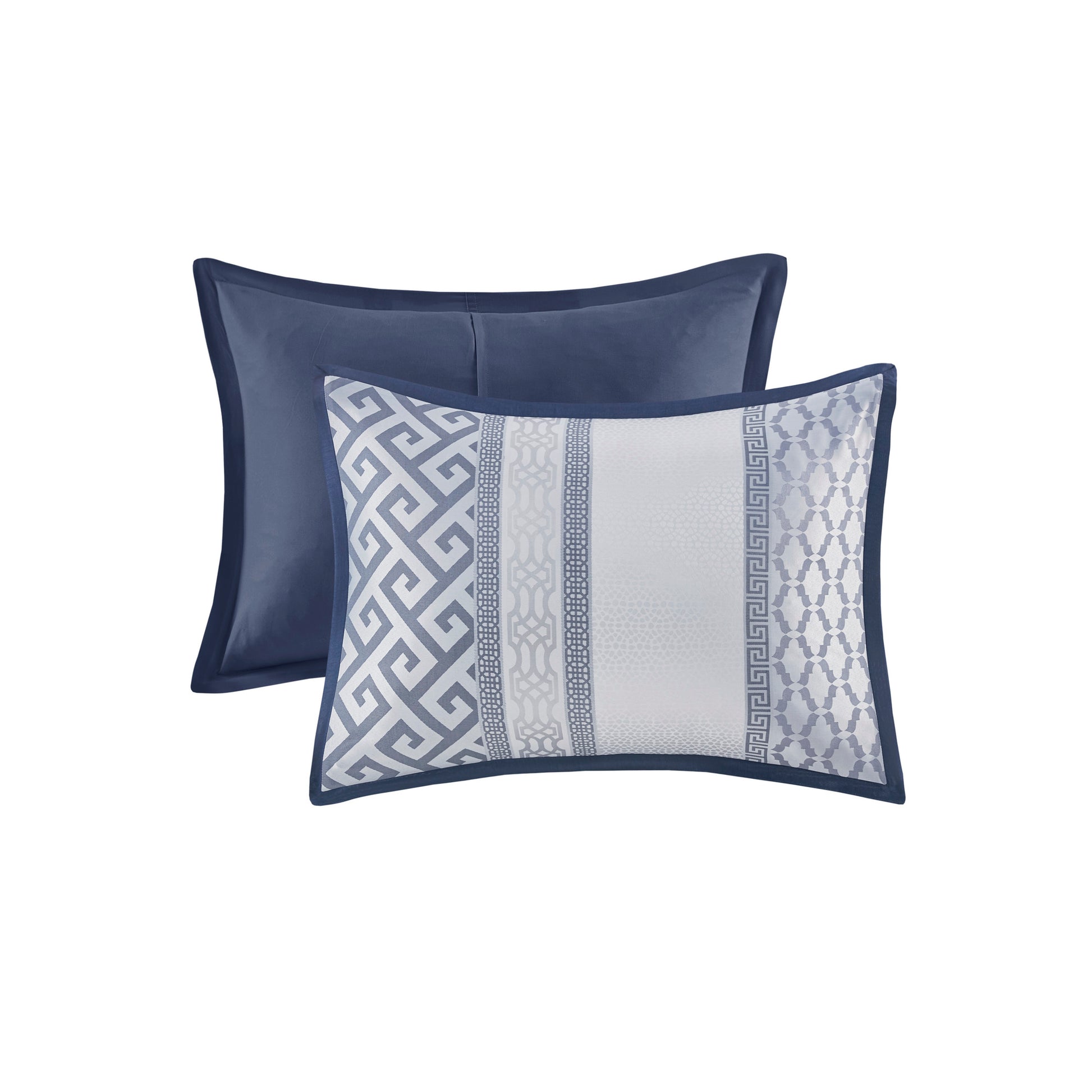7 Piece Jacquard Comforter Set Navy Queen Queen Navy Polyester