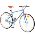 Single Speed Retro Style 700C Road Bike For Men Women'S City Bicycle,Steel Frame Blue Gray Steel