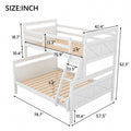 Twin Over Full Bunk Bed With Ladder, Safety Guardrail, Perfect For Bedroom, White Old Sku: Sm000118Aak 1 Twin Box Spring Not Required White Wood Bedroom Bunk Pine
