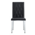 2 Piece Dining Chair, Modern Style Kitchen Upholstered High Back, Metal Leg Office Chair, Suitable For Dining Room, Office, Restaurant. Black Set Of 2 Pu