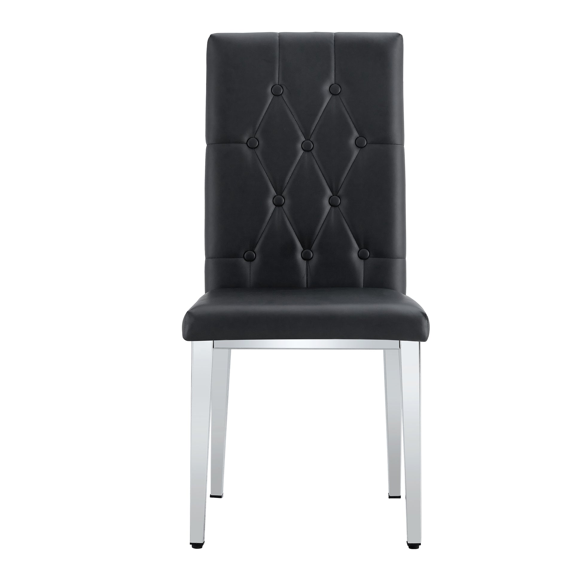 2 Piece Dining Chair, Modern Style Kitchen Upholstered High Back, Metal Leg Office Chair, Suitable For Dining Room, Office, Restaurant. Black Set Of 2 Pu