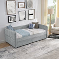 Daybed With Trundle Upholstered Tufted Sofa Bed, Twin Size, Boucle Fabric, Grey 83