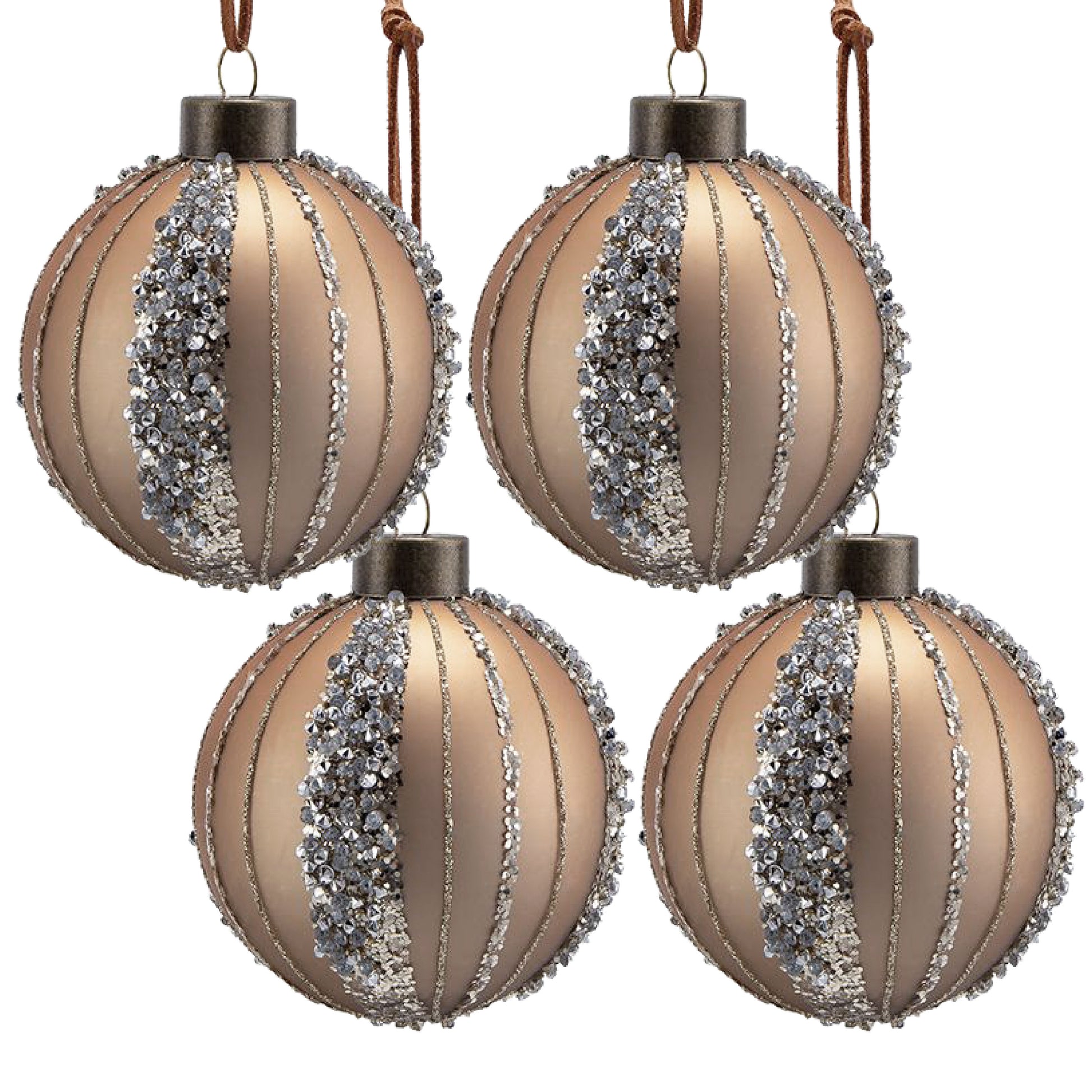 D4.7" Christmas Ball Ornaments, Glass Decorative Hanging Ball Christmas Tree Ornaments For Holiday Party Decorations, Set Of 4 Gold Glass