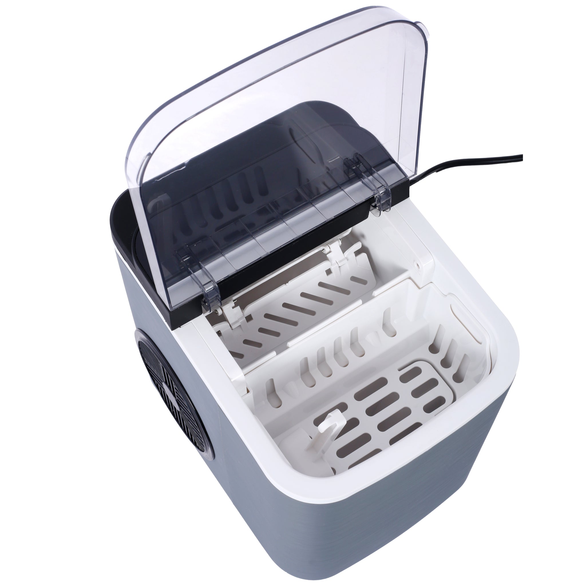 Ice Maker Countertop, Portable Ice Machine, Self Cleaning Ice Makers With Basket And Scoop, 9 Cubes In 6 Mins, 26 Lbs Per Day, Ideal For Home, Kitchen,Etl And Fda Certificate. Gray Plastic