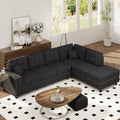 109.2''L Shaped Modular Sectional Sofa With Removable Back Cushions And 2 Pillows, Suitable For Living Rooms, Offices, And Apartments Dark Gray Polyester 5 Seat