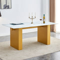 Large Modern Rectangular Table With 0.4 Inch Patterned Tabletop And Large Mdf Table Legs, Suitable For Kitchen, Dining Room, And Living Room 71 