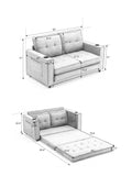 3 In 1 Upholstered Futon Sofa Convertible Sofa Bed,Foldable Tufted Loveseat With Pull Out Sleeper Couch Bed,Folding Mattres Beautiful Seat Daybed W Side Pockets And Cup Holder, Light Gray Light Gray Foam Fabric