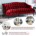 Comfy 3 Seat Sofa With Wooden Legs, Pu, For Living Room And Study Wine Red Velvet 3 Seat