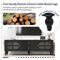 68.9'' Modern Tv Stand For Tvs Up To 75 Inches, Entertainment Center Media Console With Fluted Glass Doors, Five Solid Wood Legs For Living Room Black 70 79 Inches Mdf