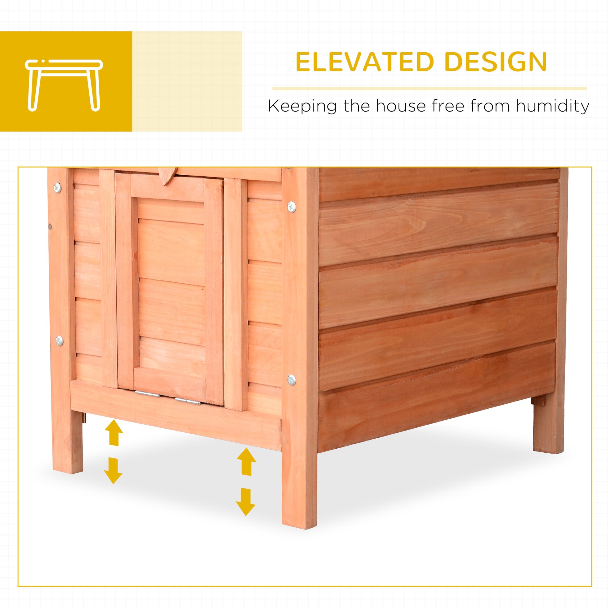 Pawhut Small Wooden Rabbit Hutch Bunny Cage Guinea Pig Cage Duck House Dog House With Openable & Waterproof Roof, Natural Natural Wood