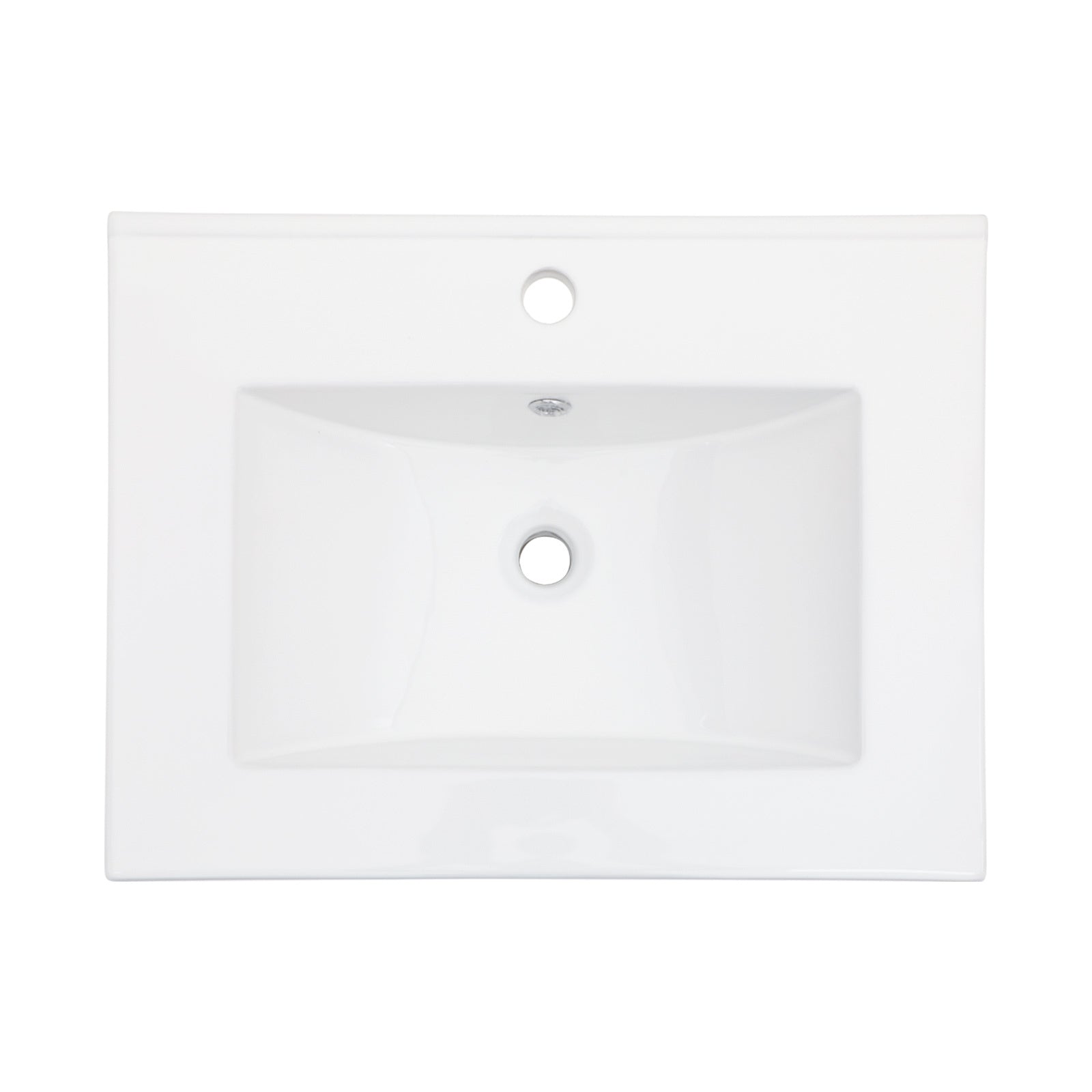 24"X18" White Rectangular Single Vanity Top With 1 Faucet Hole And Overflow Sink Only White Ceramic