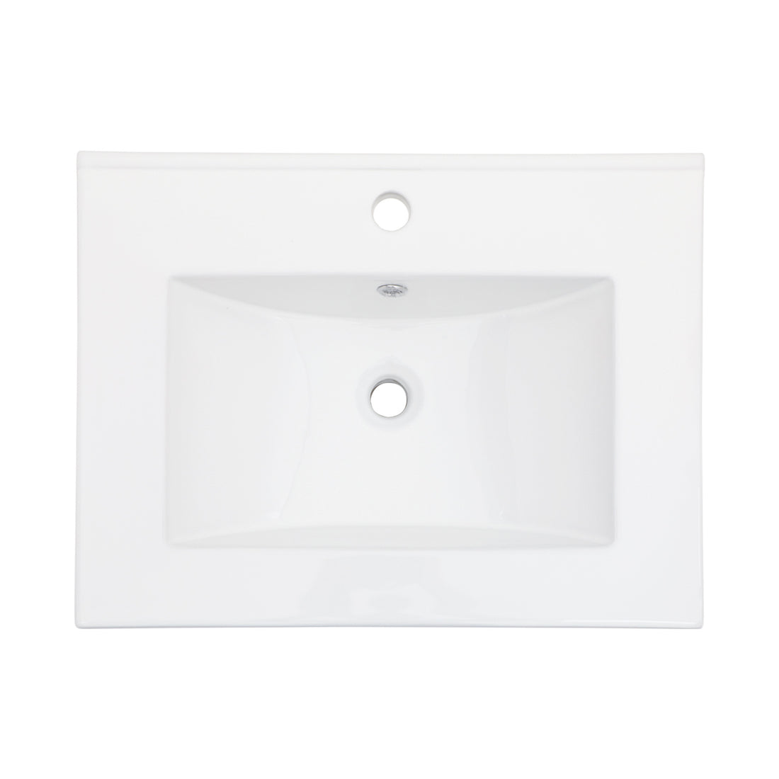 24"X18" White Rectangular Single Vanity Top With 1 Faucet Hole And Overflow Sink Only White Ceramic