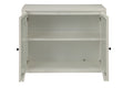 Ceara White Finish Console Cabinet White Glass,Mdf