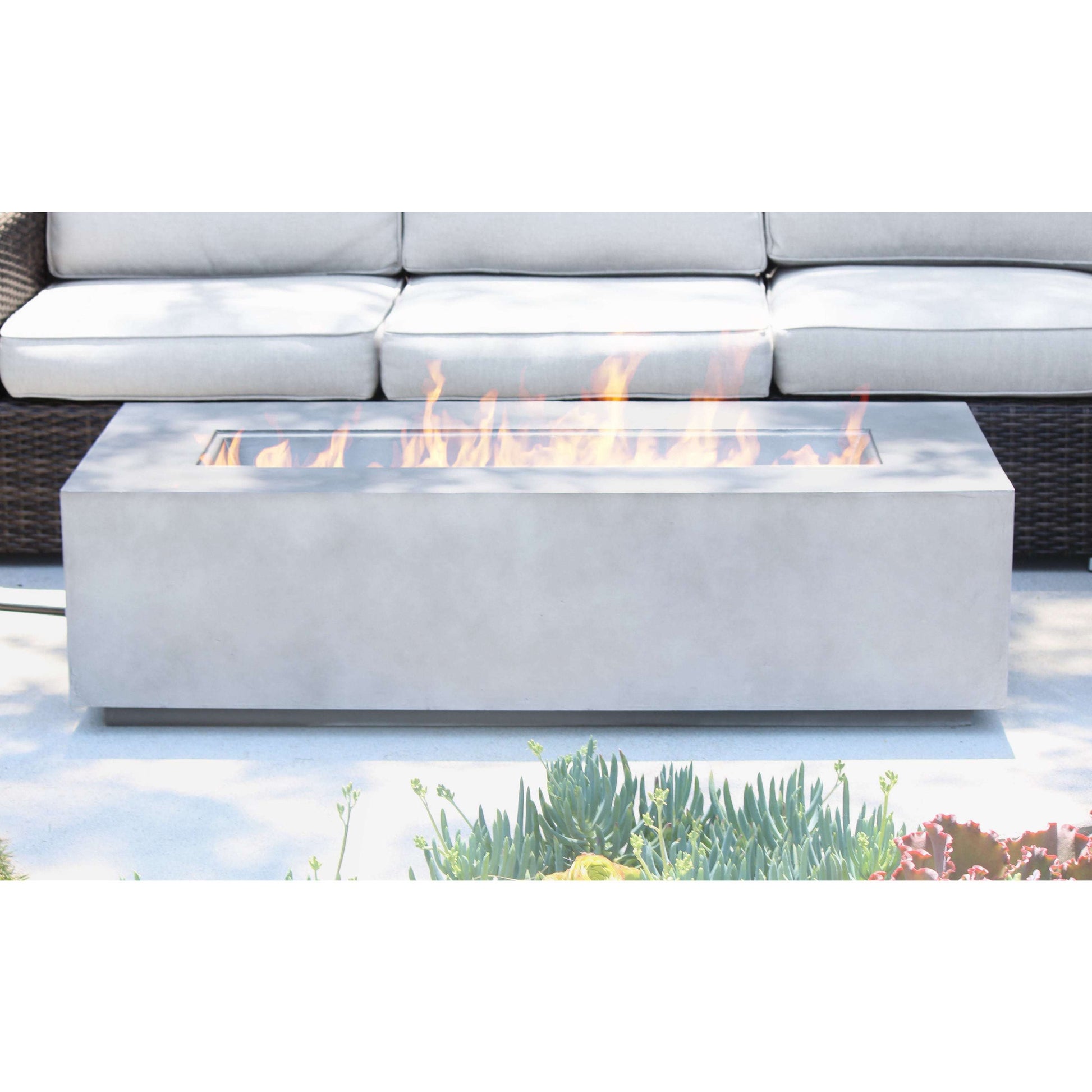 Concrete Propane Outdoor Fire Pit Table Cream White Concrete