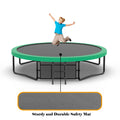 12Ft Recreational Kids Trampoline With Safety Enclosure Net & Ladder, Outdoor Recreational Trampolines Green Metal