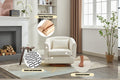 Swivel Accent Chair For Living Room, Sofa Chairs With Wood Base Side, Comfy Swivel Accent Chair With Wide Upholstered, For Living Room White Foam Chenille