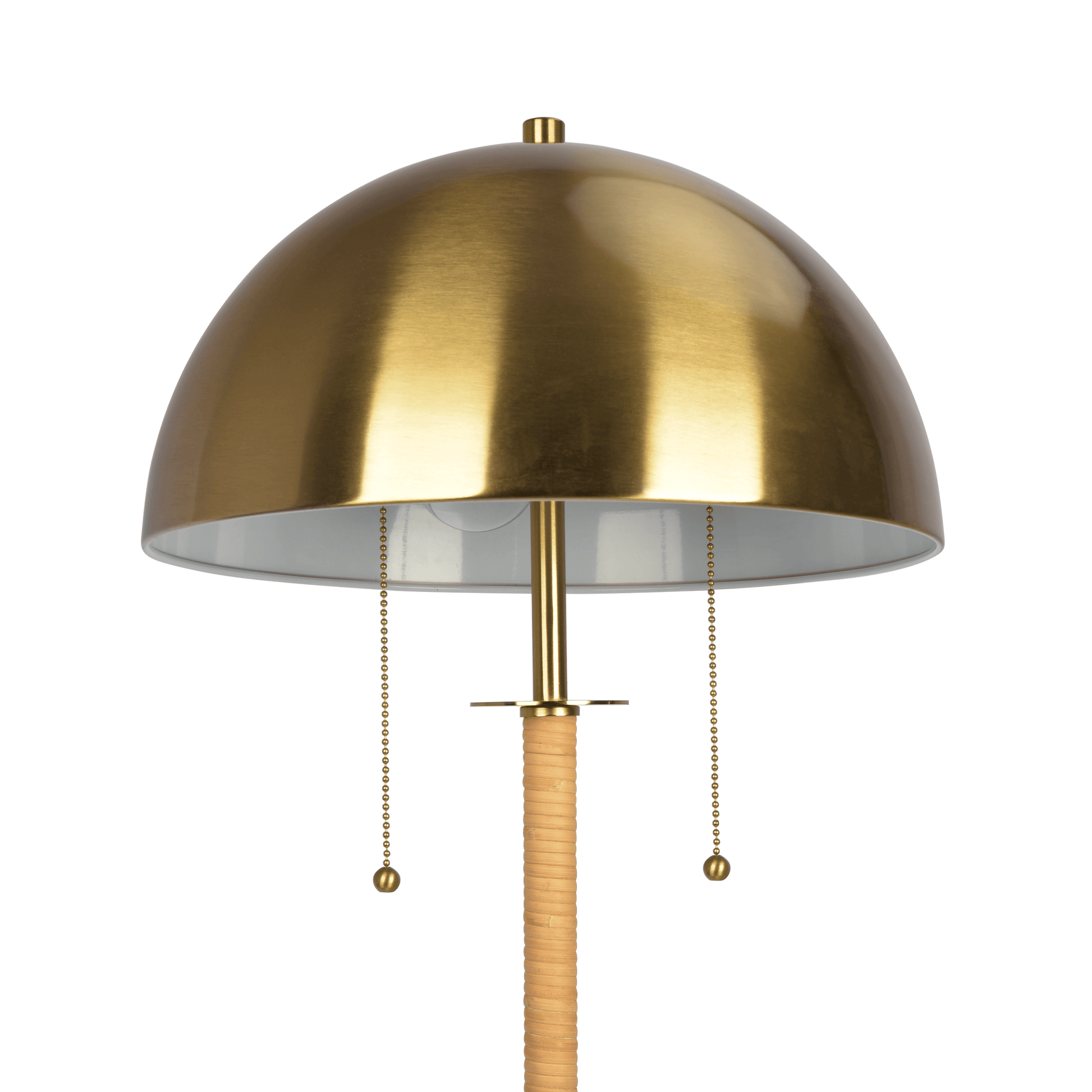 Allure 2 Light Floor Lamp, Gold Brass, Natural Rattan Tubedouble On Off Pull Chain Gold,Rattan Brass,Rattan