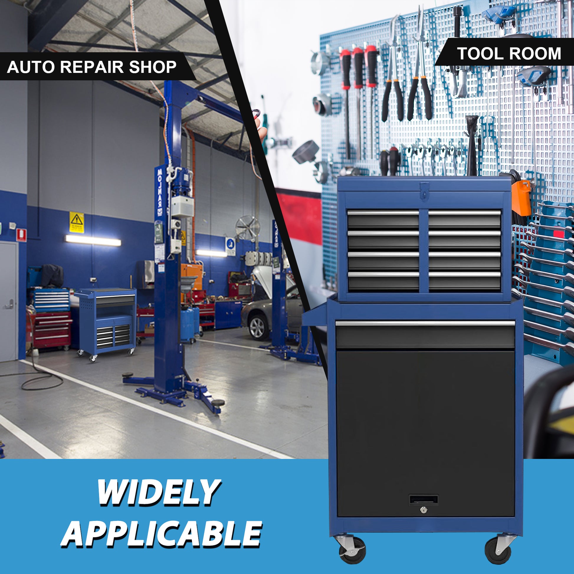 Tool Chest,5 Drawer Rolling Tool Storagecabinet With Enhanced Packaging, Detachabletop Tool Box, Metal Tool Cart For Garageworkshop Blue Gray Iron