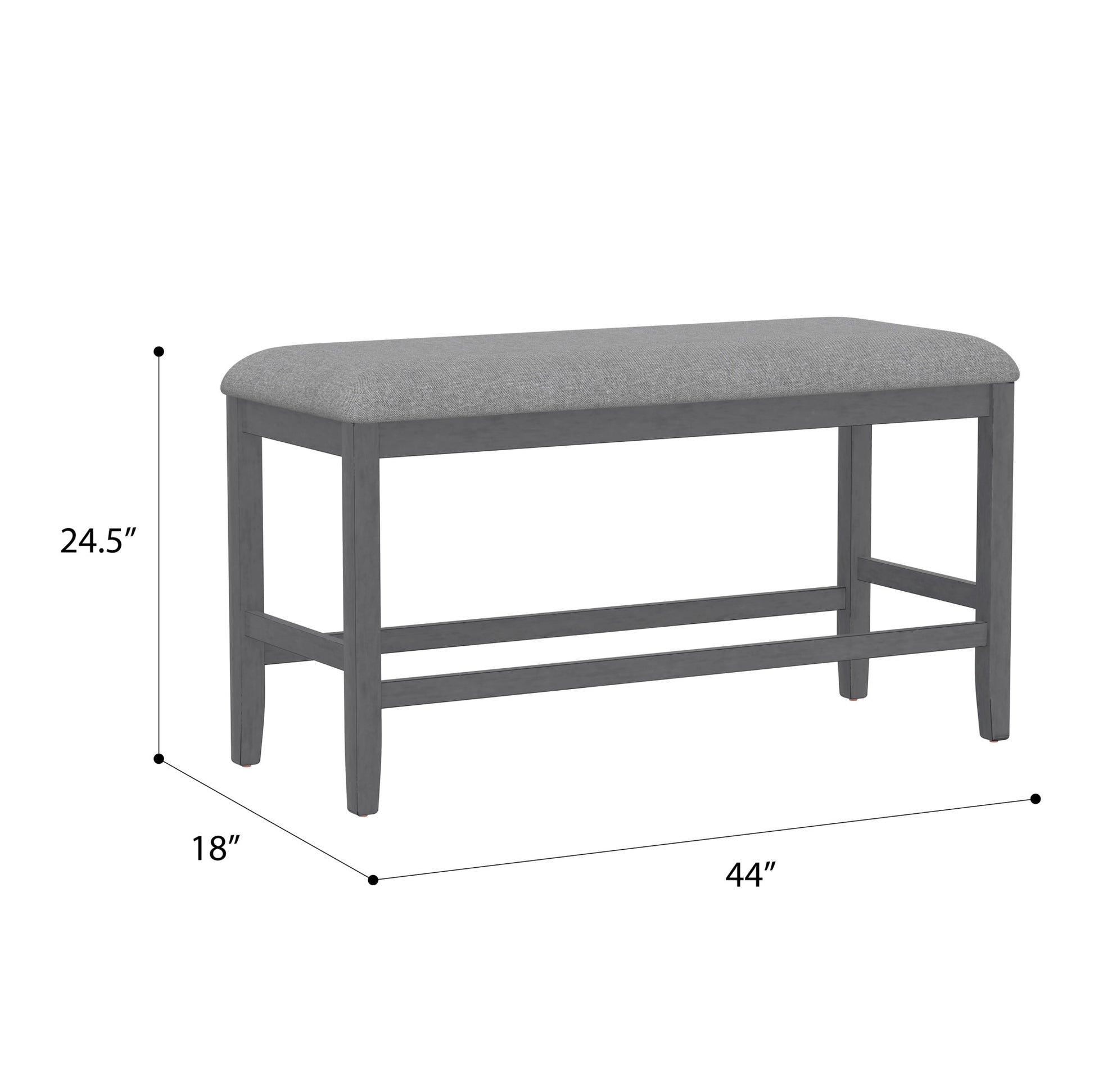 Sonnet Gray Gathering Height Bench Gray Foam Solid Wood