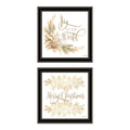 2 Piece Vignette Golden Merry Christmas Black Framed Wall Art For Living Room, Bedroom Wall Art Print For Home Decor By Mollie B Multicolor Wood Paper