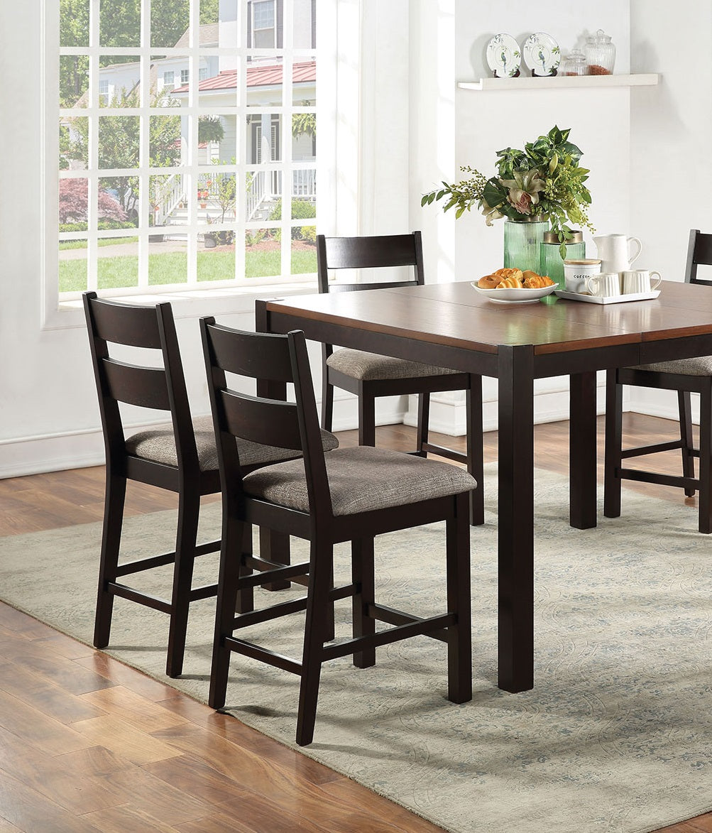 Dining Chairs Padded Fabric Seat Set Of 2Pc Side Chair Ladder Back Kitchen Dining Room Espresso Color Espresso,Gray Dining Room Classic,Contemporary,Modern,Transitional Dining Chairs Rubberwood