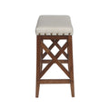 Saddle Barstool Beige Rubber Wood