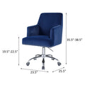 Blue And Chrome Swivel Office Chair With Adjustable Lift Caster Solid Blue Office Foam Modern Office Chairs Solid Back Foam Swivel Fabric Metal